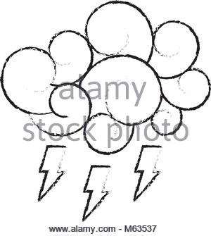 300x335 Blue Cloud Thunderbolt Storm Cartoon Image Stock Vector Art