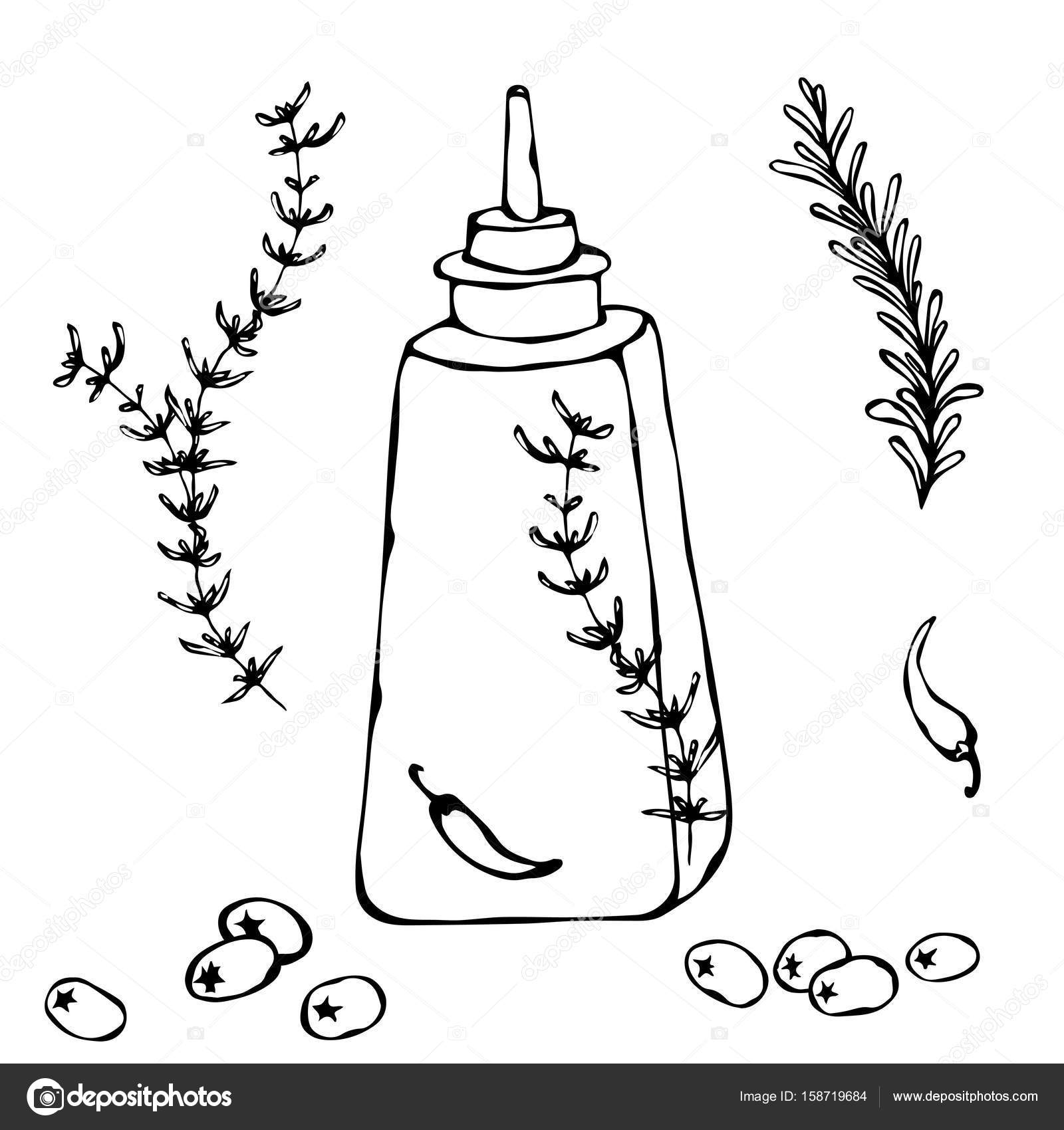1600x1700 Olive Oil Bottle With Herbs, Thyme, Rosemary, Chili, Pepper,