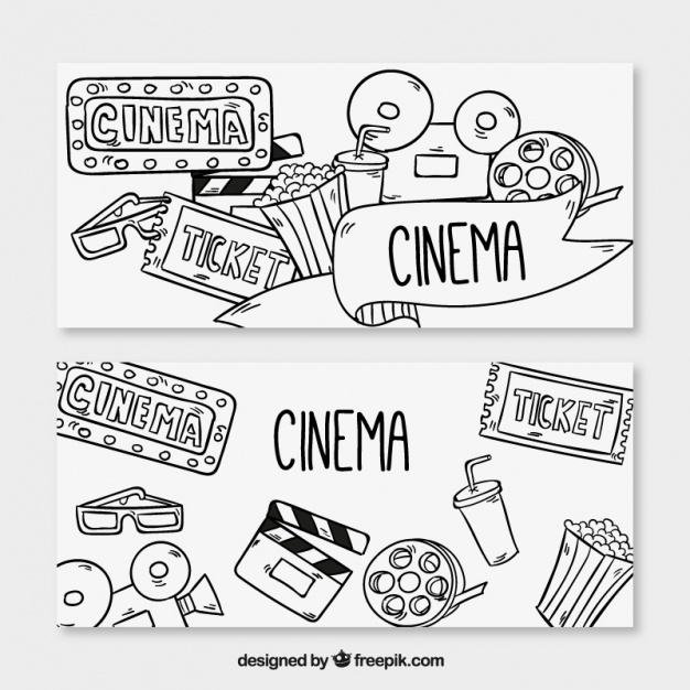 626x626 Banners Of Drawings Related To The Cinema Vector Free Download