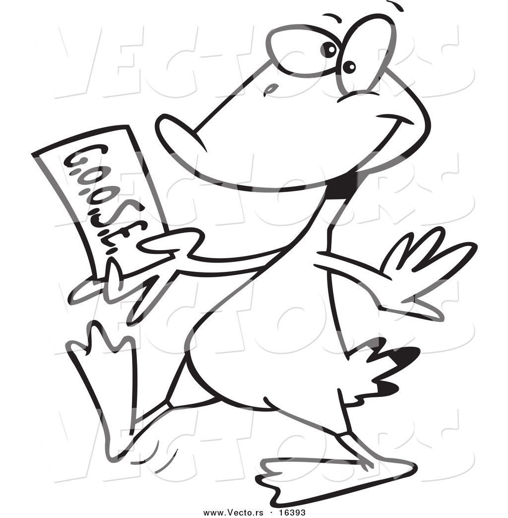 1024x1044 Vector Of A Cartoon Goose Walking With A Golden Ticket