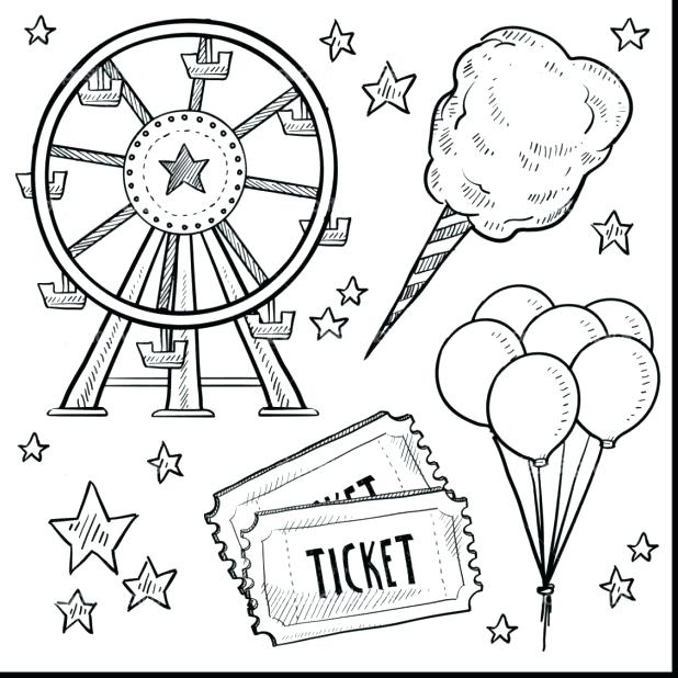 618x618 Scary Clown Coloring Pages Outstanding Carnival Tickets Coloring