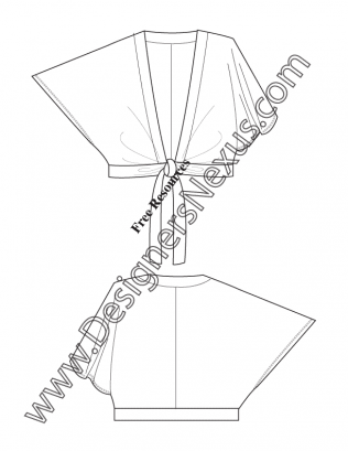 316x409 Adobe Illustrator Flat Sketch Downloads V10 Kimono Sleeve Tie