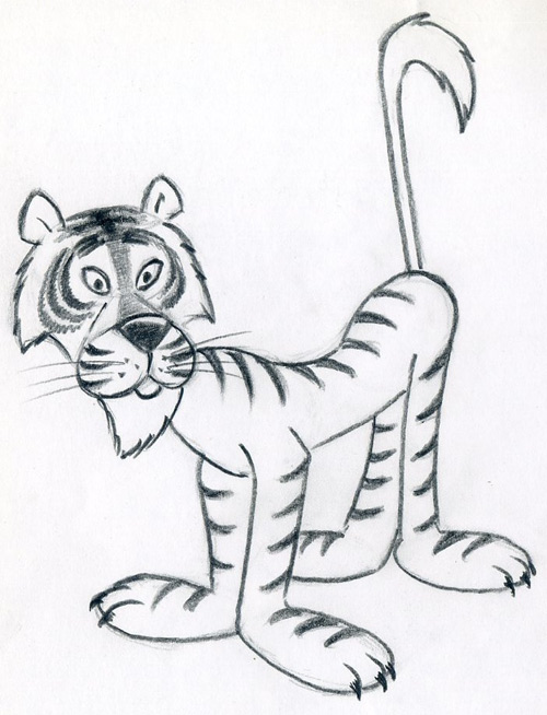 500x654 How To Draw Cartoon Tiger In Few Easy Steps.