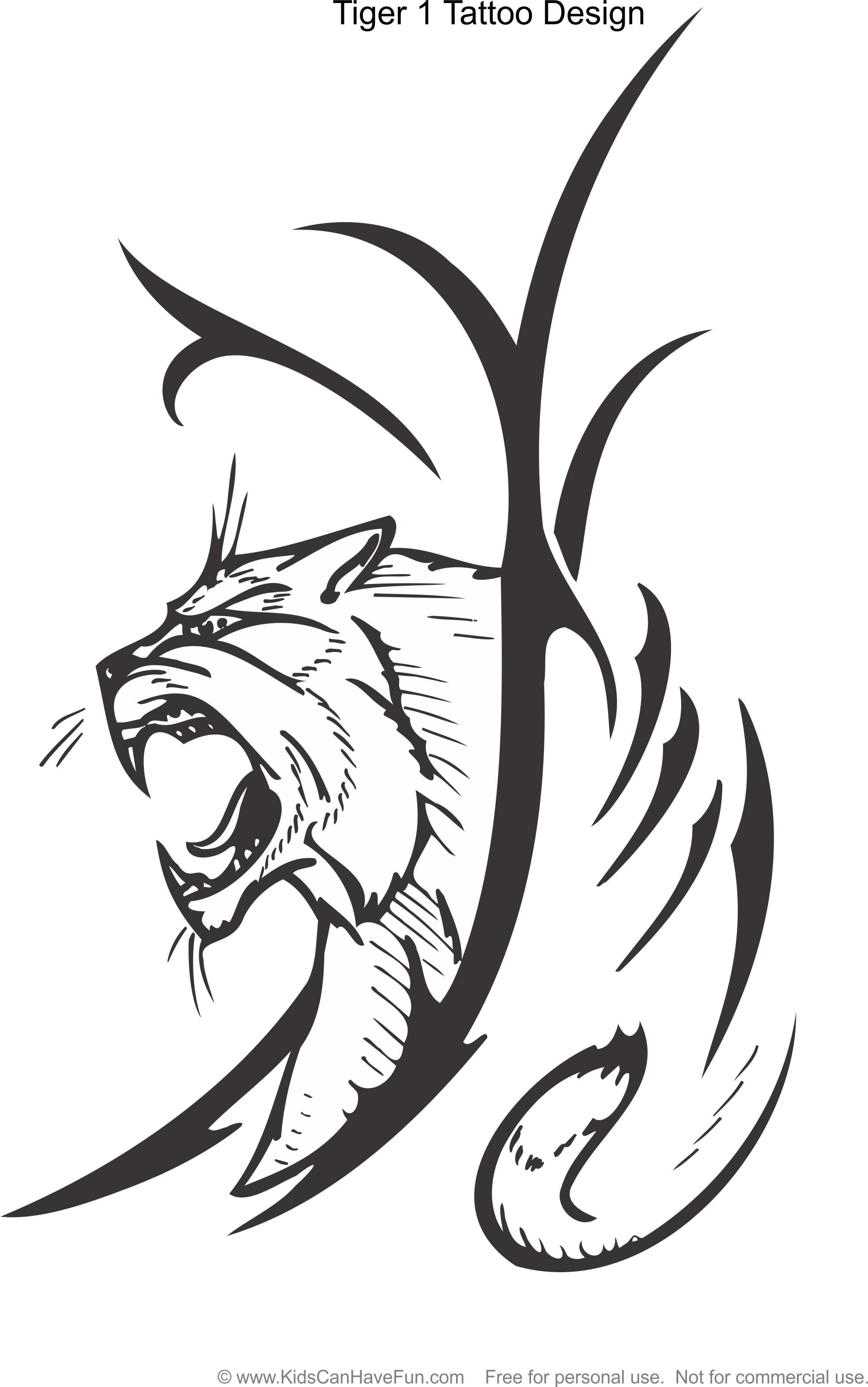 1966x3140 Tiger 1 Tattoo Design Coloring Page