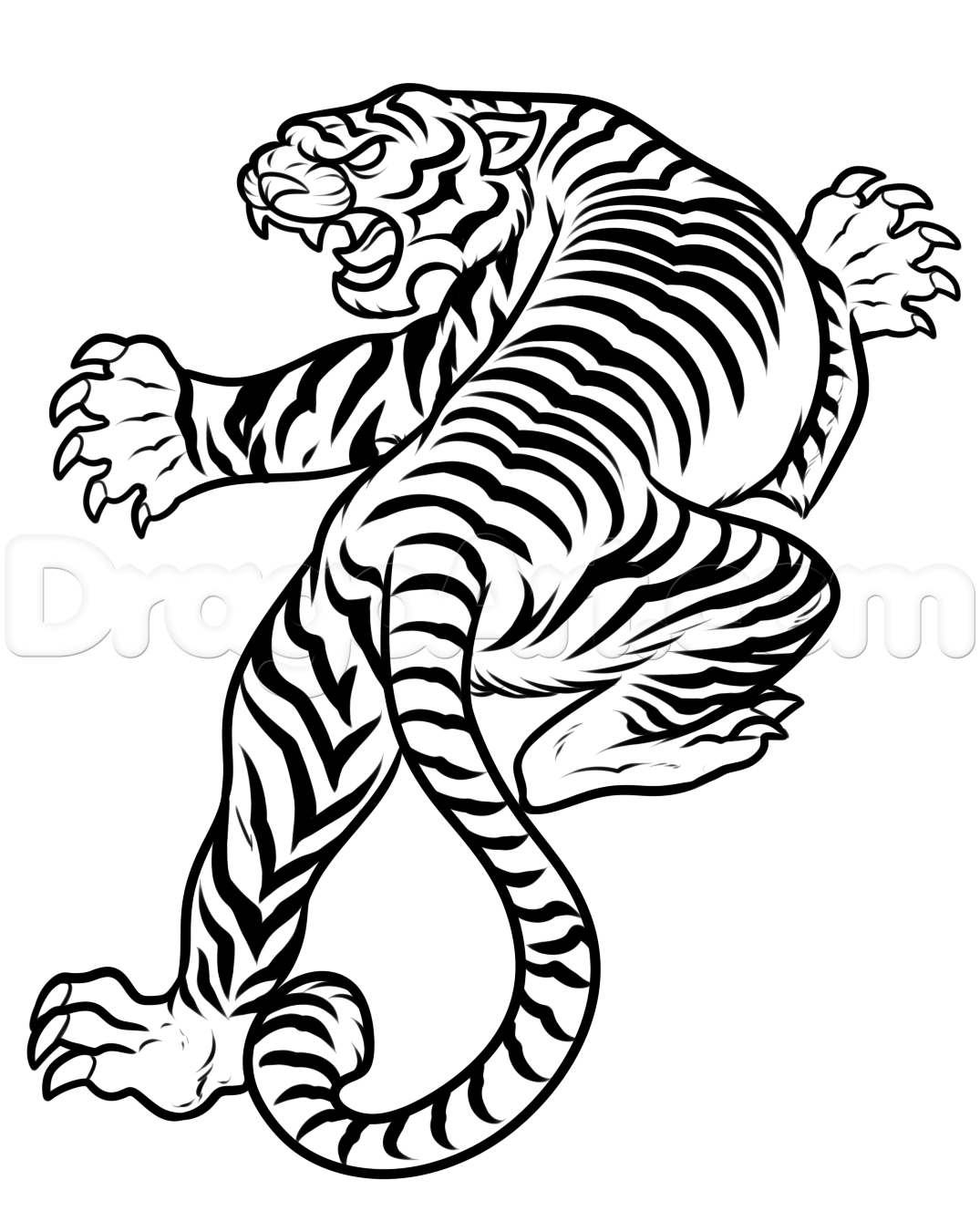 1075x1351 How To Draw A Japanese Tiger Tattoo Step By Step Tattoos Pop