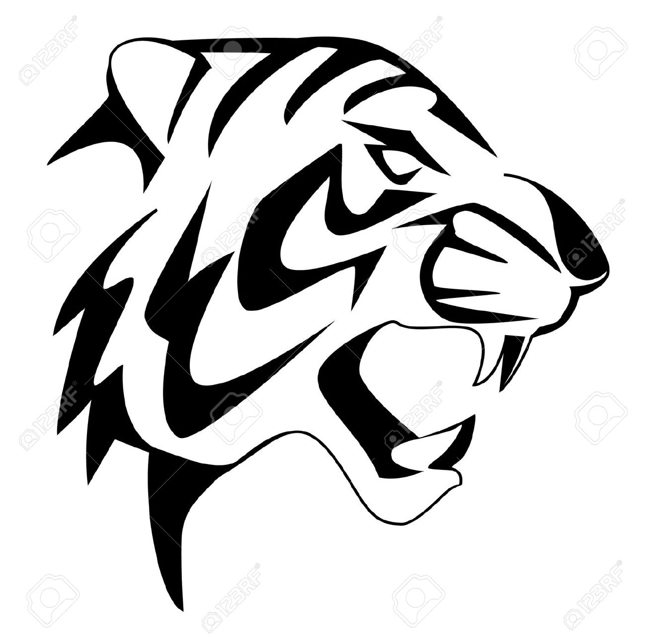 1300x1281 Simple Tiger Face Drawing Tiger Face Royalty Free Cliparts