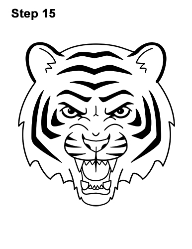 386x500 How To Draw A Tiger Head (Cartoon)