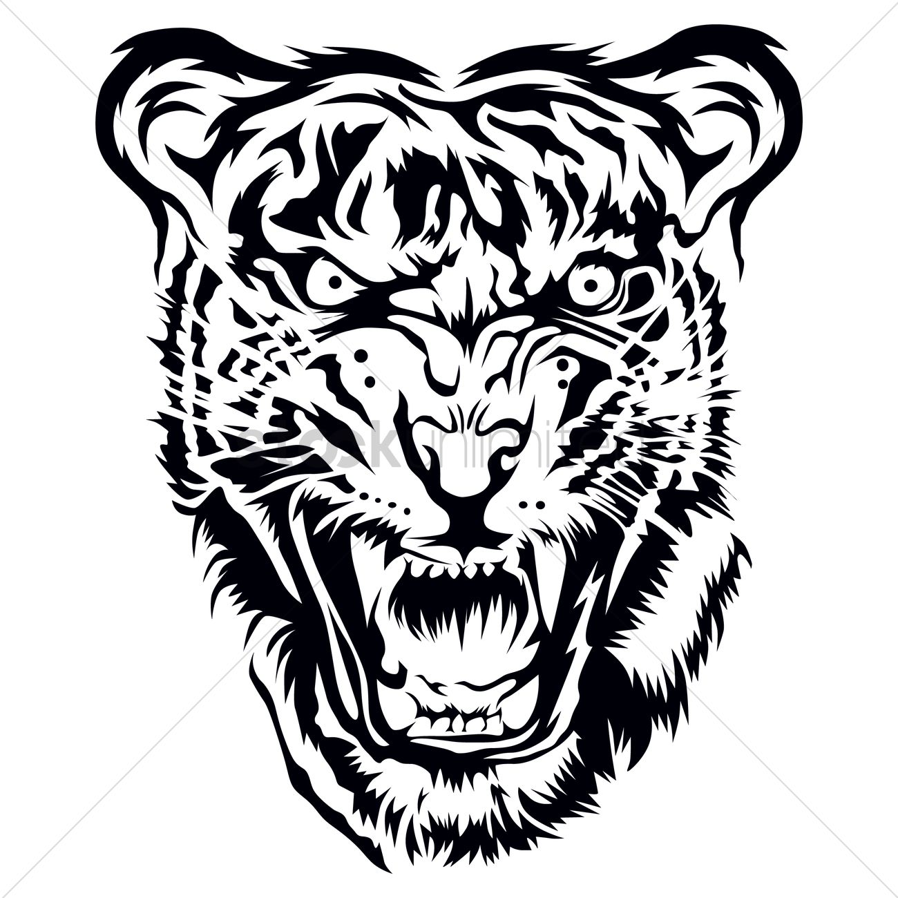 1300x1300 Tiger Head Tattoo Design Vector Image