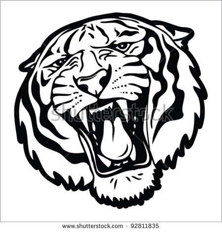 450x470 Drawn White Tiger Mouth Open Drawing