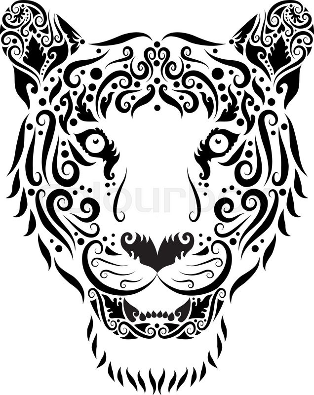 636x800 Tiger Head With Floral Ornament Decoration. Good Use For Symbol