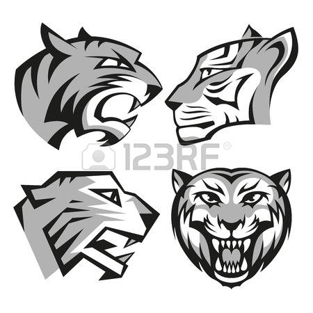 450x450 Black And Grey Tiger Head Logos Set For Business Or Shirt Design
