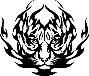 300x256 Tiger Head Flames Fire Wild Animal Car Wall Truck Window Vinyl