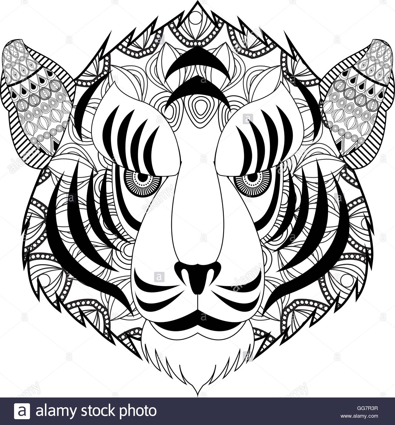 1292x1390 Tribal Tiger Head Icon Stock Vector Art Amp Illustration, Vector