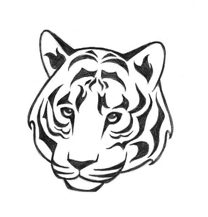664x694 Tiger Outline Drawing Tattoo