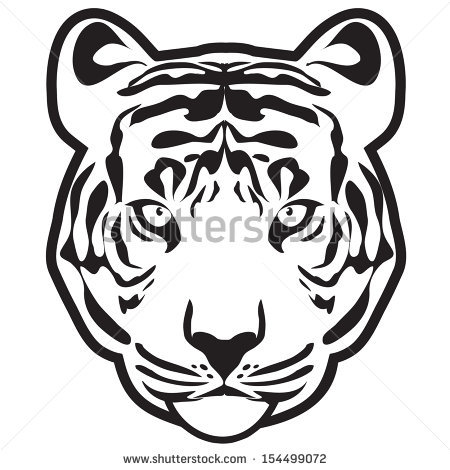 450x470 Drawn White Tiger Face Outline