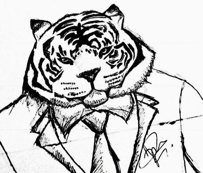 770x658 Saatchi Art Tied Tiger Drawing By Jamal Magination