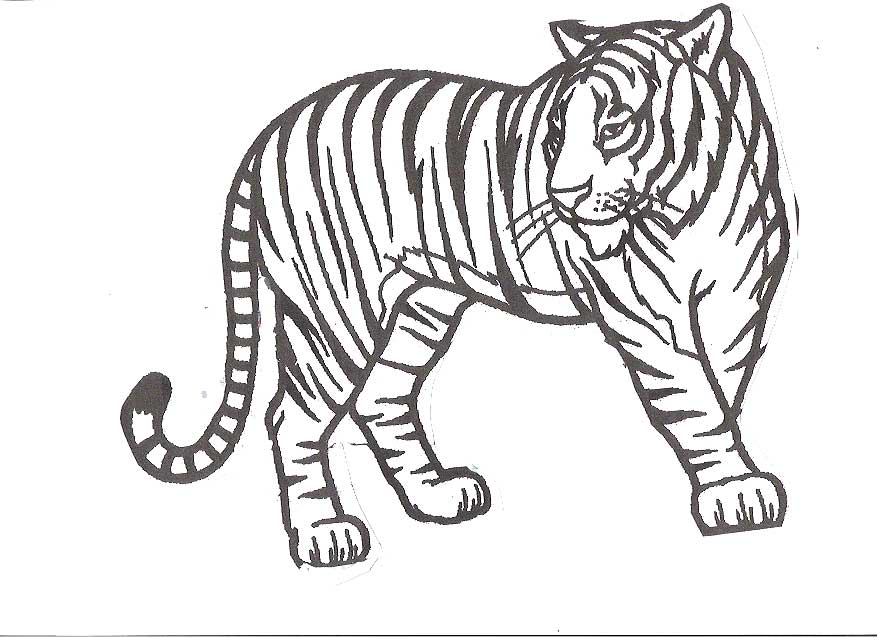 877x637 Cute Cartoon Tiger Coloring Two Cubs Page A Drawing