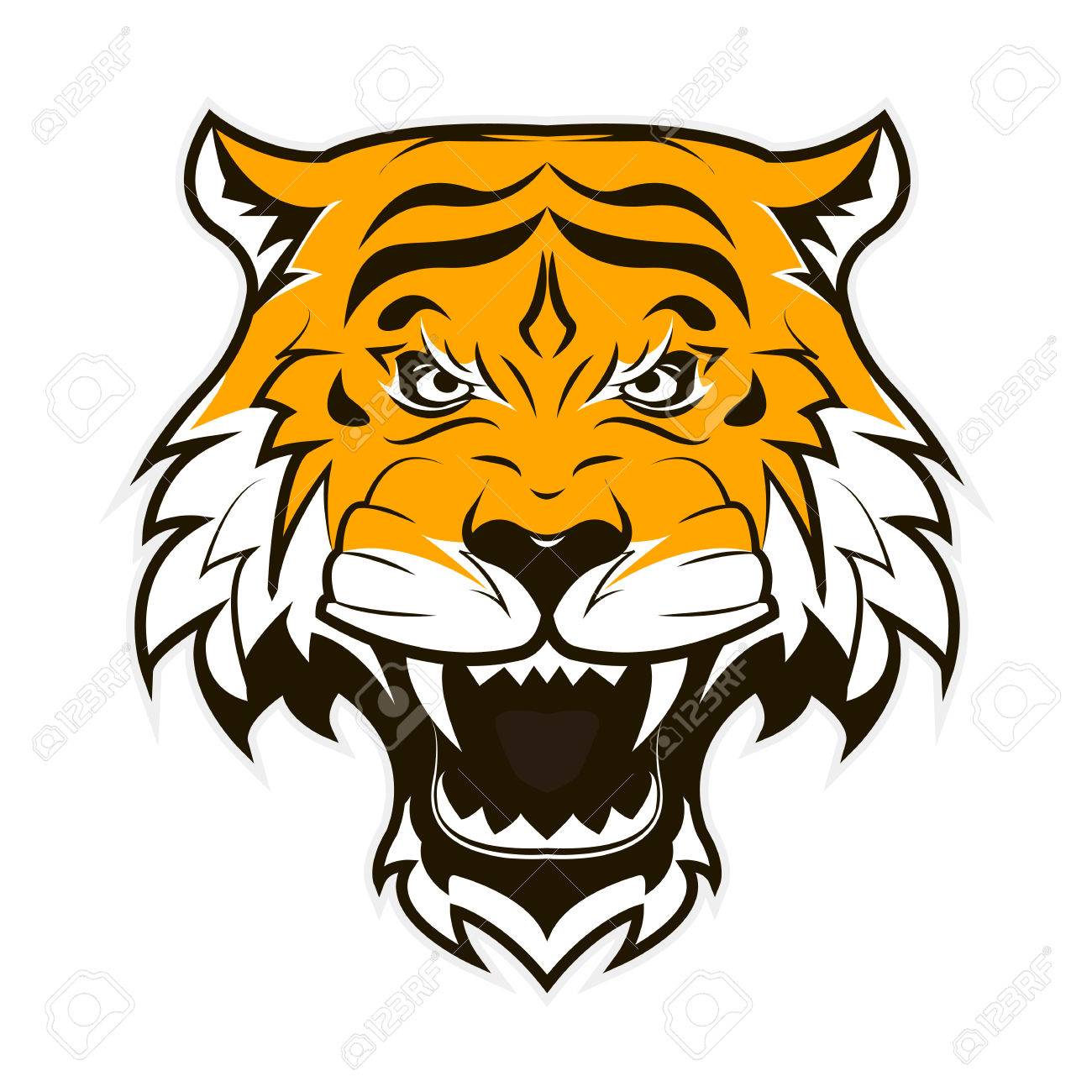 1300x1300 Angry Tiger Face. Roaring Tiger Head. Suitable As Sport Team