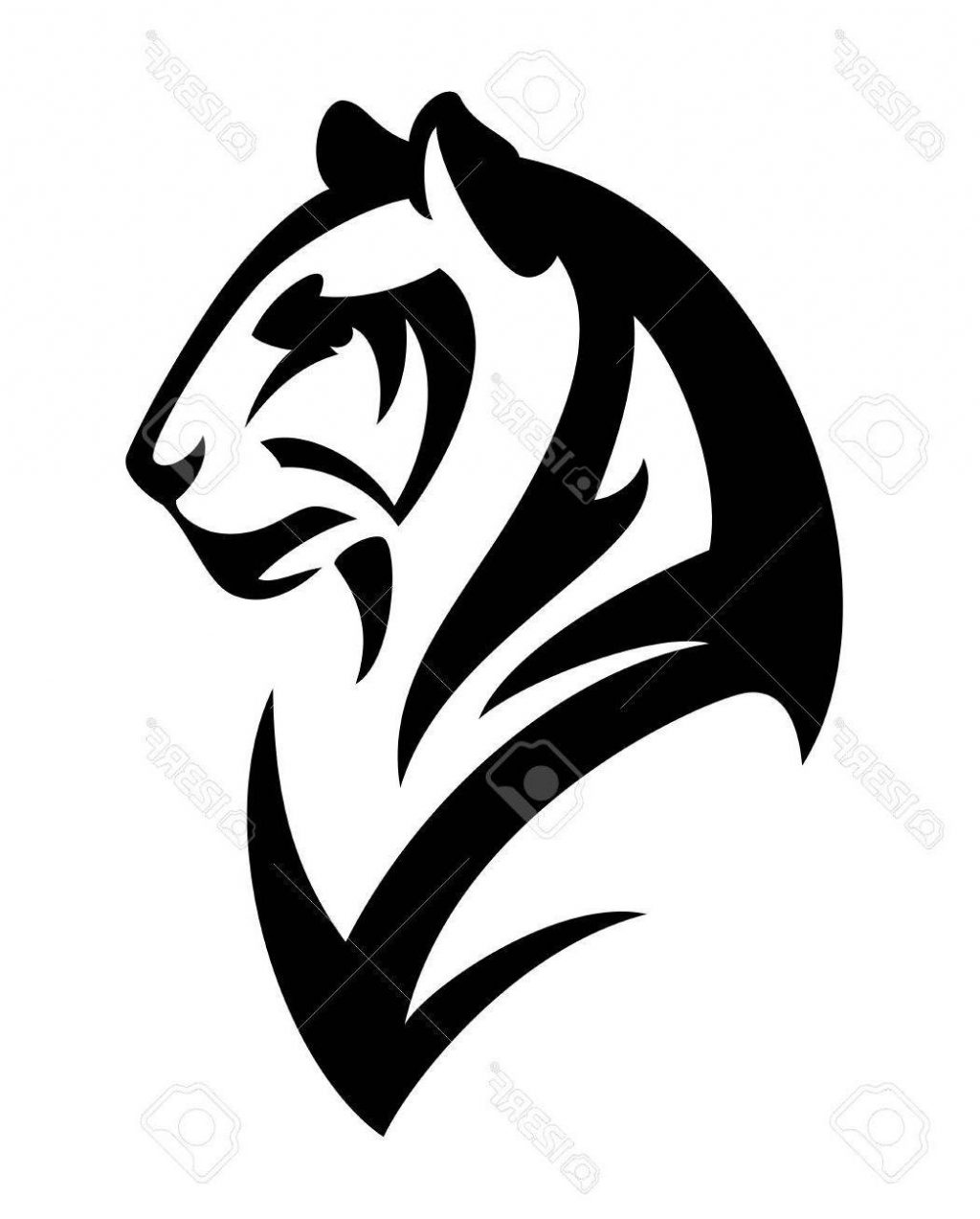 1024x1273 Best Free Tiger Profile Head Black And White Animal Vector