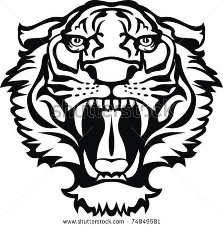 450x459 Roaring Tiger Head Tattoo Design