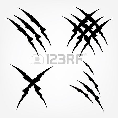 450x450 Raster Illustration Set Of Black Claw Scratches Isolated. Animal