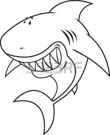 366x450 Funny Tiger Shark With Surfboard Isolated On White Royalty Free