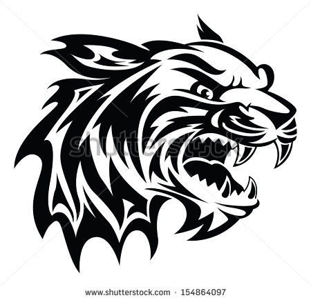 450x435 Roaring Tiger Head Tattoo Design Vintage Engraved Illustration