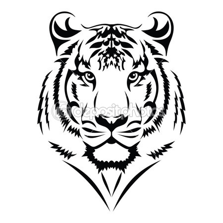 450x450 Chinese Tribal Tattoo Tiger Tiger, Tattoo Stock Vector