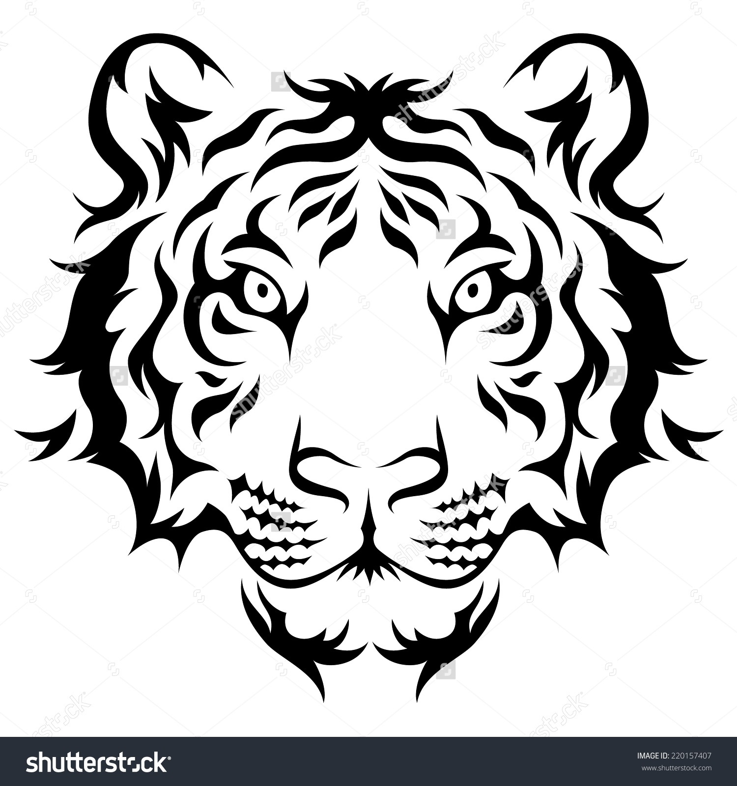 1500x1600 Easy Black And White Tiger Tattoo Designs