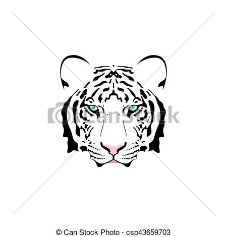 450x470 Vector Illustration Of A White Tiger Head With Blue Eye . Vector