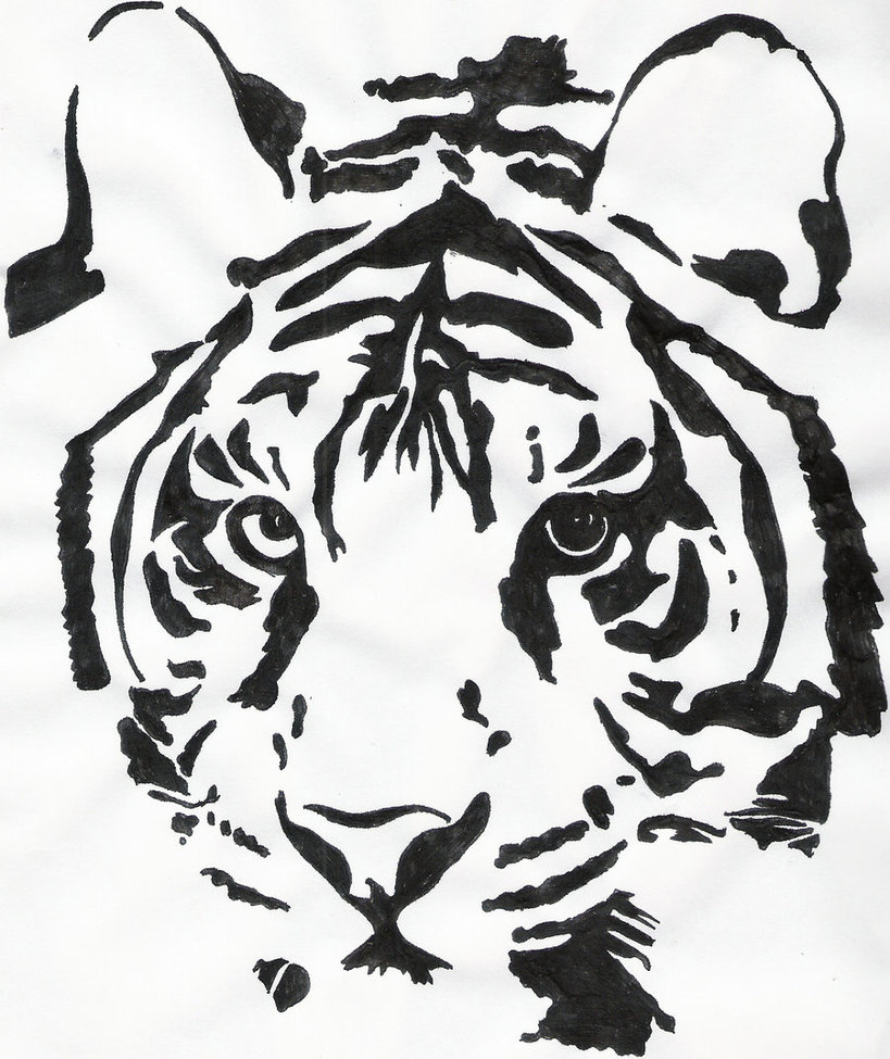 819x975 Drawn Tiger Face Outline