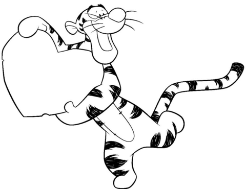 480x370 Tigger With Heart Coloring Page Free Printable Coloring Pages