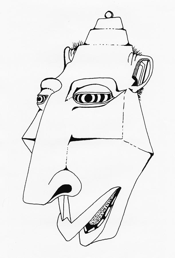 611x900 Alien Tiki Head Drawing By Ever Inward