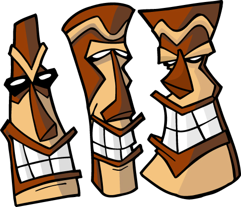 485x417 Tiki Heads By Artofthemonkey