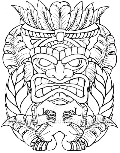 400x509 Tiki Man Tattoo By Metacharis