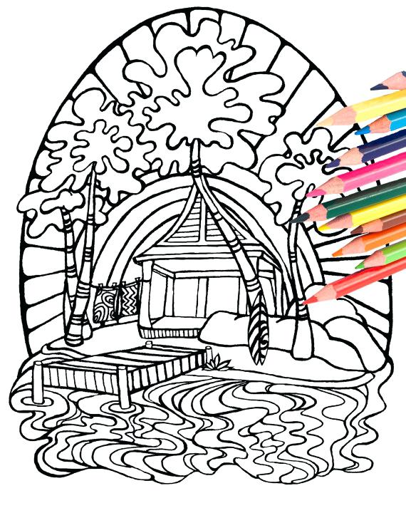 570x713 Tiki Coloring Pages Totem Mask Coloring Page Vector Art Hawaiian