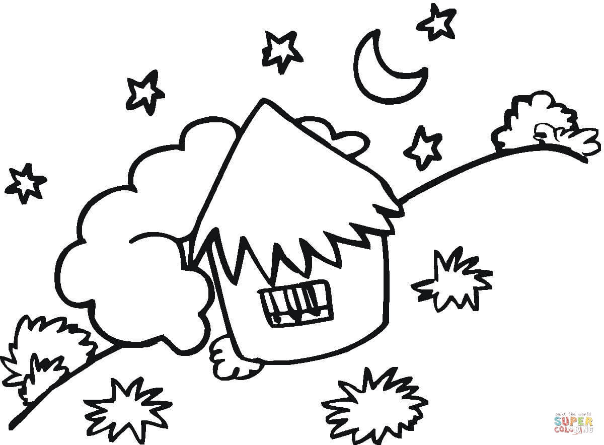 1200x884 Tiki Hut With Torches Coloring Page Free Printable Coloring Pages