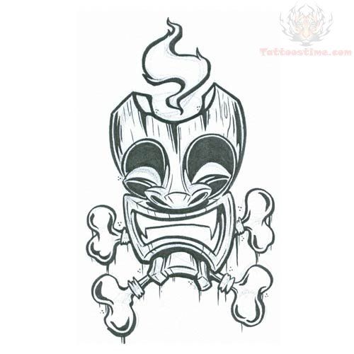 500x500 Tiki Tattoo Tiki Mask With Bones Tattoo Design Ideas