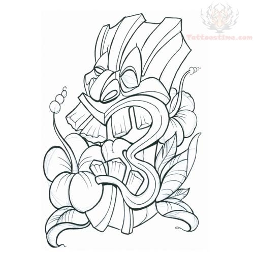 500x500 Tiki Mask Tattoo Design