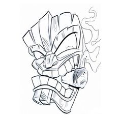 236x236 Smoking Tiki Tattoo Design Tattoos Tiki Tattoo