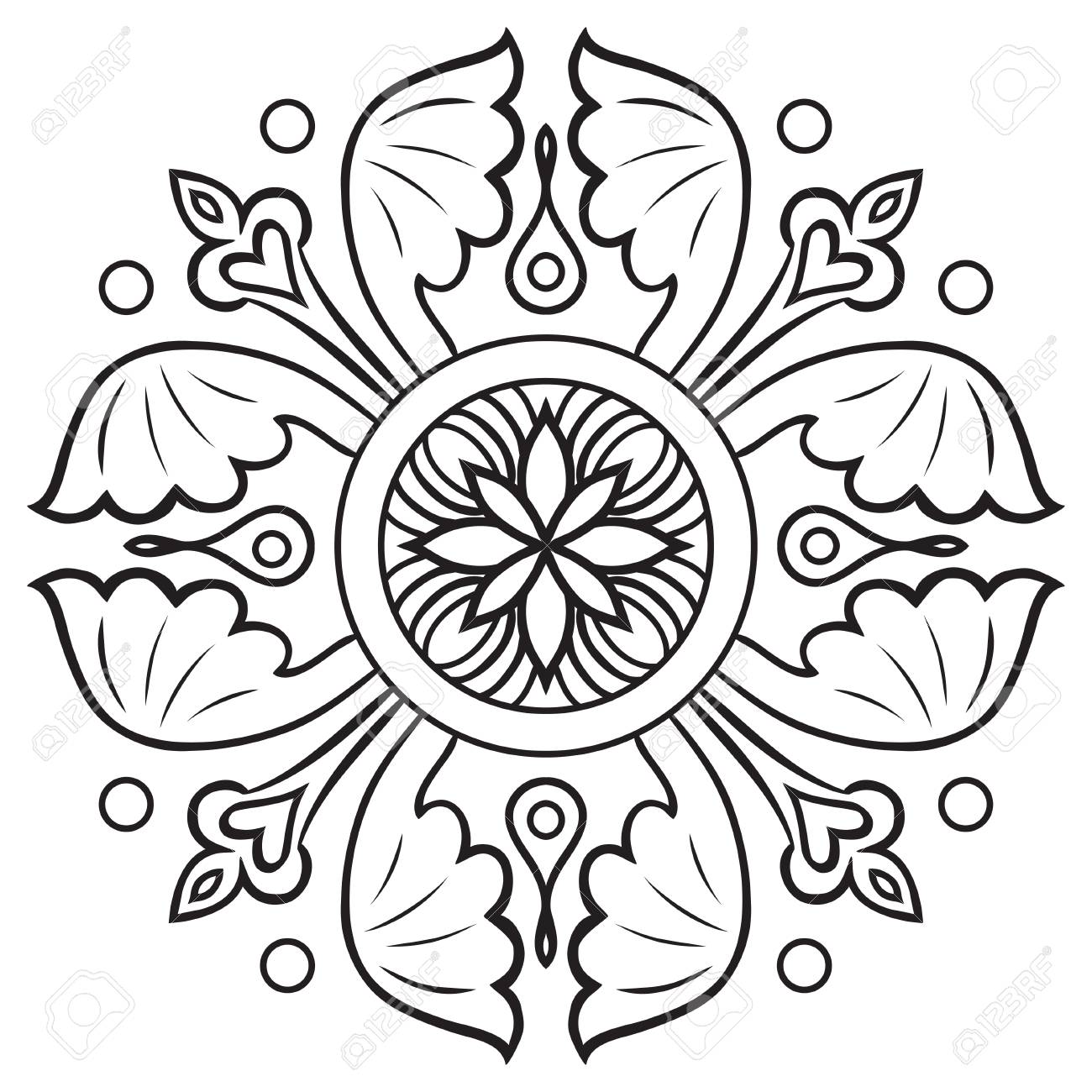 1300x1300 Hand Drawing Pattern For Tile In Black And White Colors. Italian