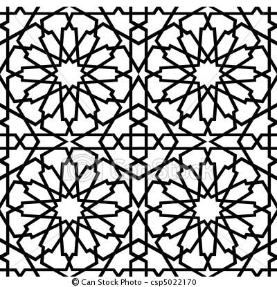 400x415 Persian Tiles Line Drawing