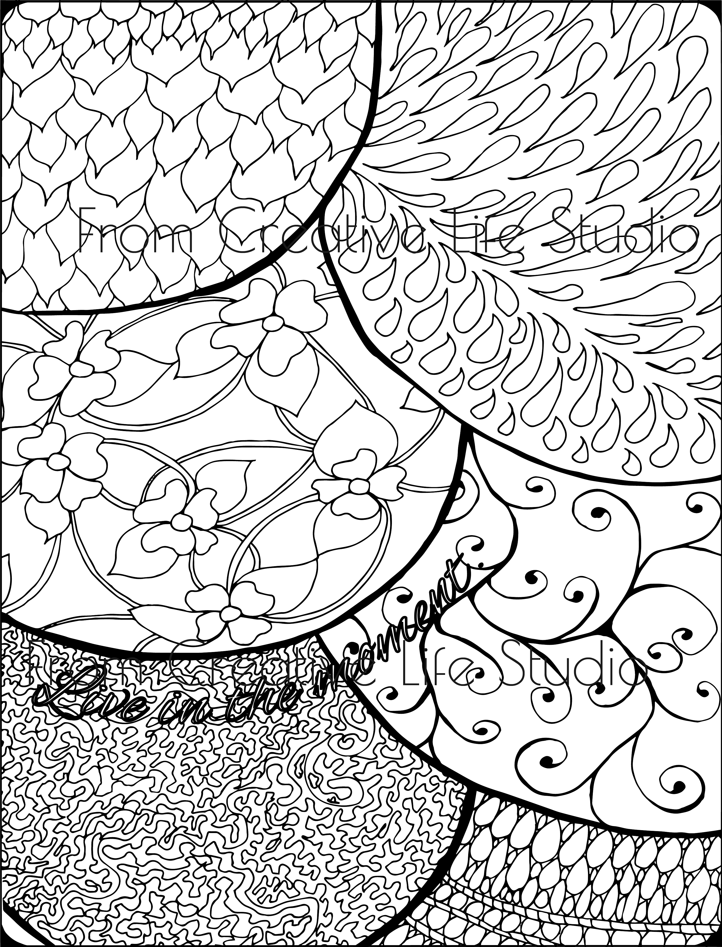 3001x3939 Botanical Tiles Adult Coloring Page Creative Life Studio