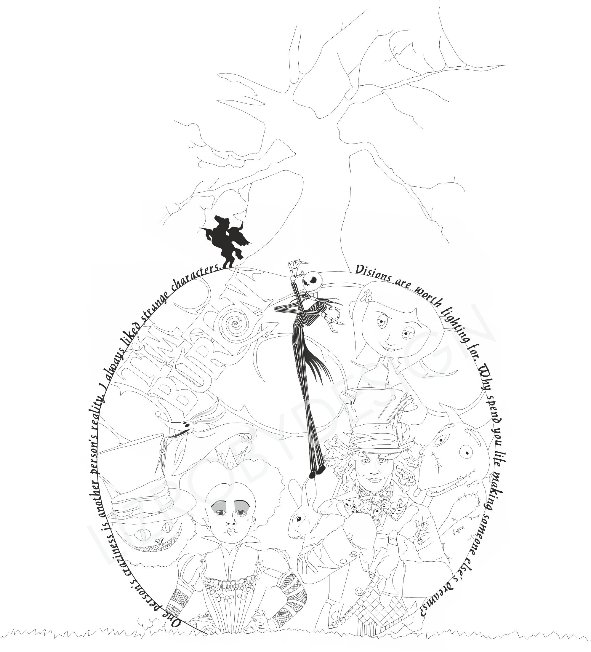 1995x2200 Tim Burton Tattoo Sleepy Hollow, Jack Skeleton, James And