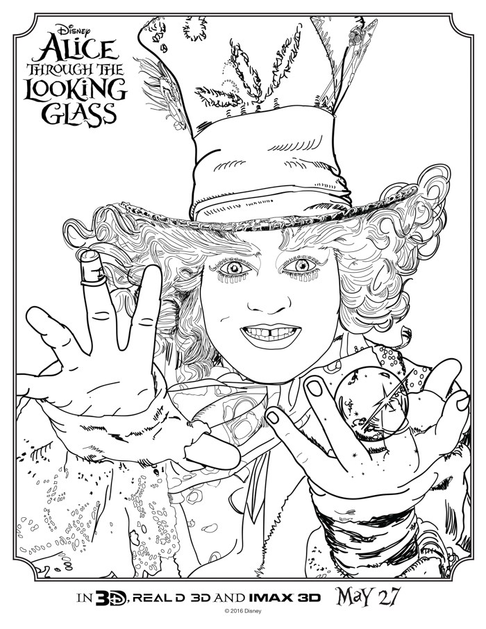 700x906 Alice Through The Looking Glass Coloring Sheets Movie Sequels