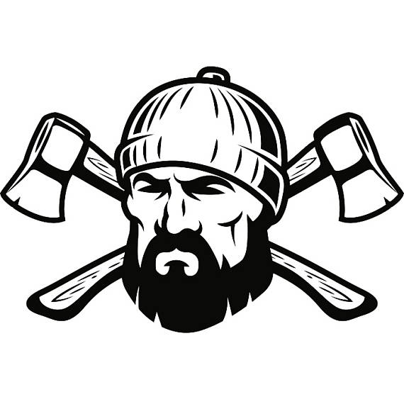 570x570 Lumberjack Logo 5 Axes Crossed Tool Chop Forrest Trees Woods