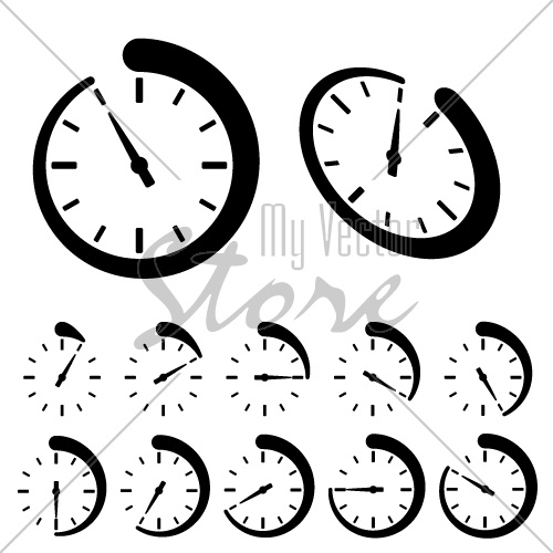 500x500 Vector Round Black Timer Icons