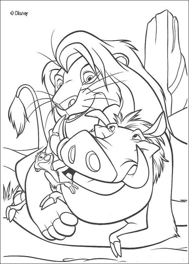 607x850 Simba, Timon And Pumbaa Together Coloring Page Disney The Lion