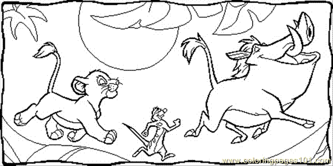 650x325 Simba Timon Pumbaa Coloring Page