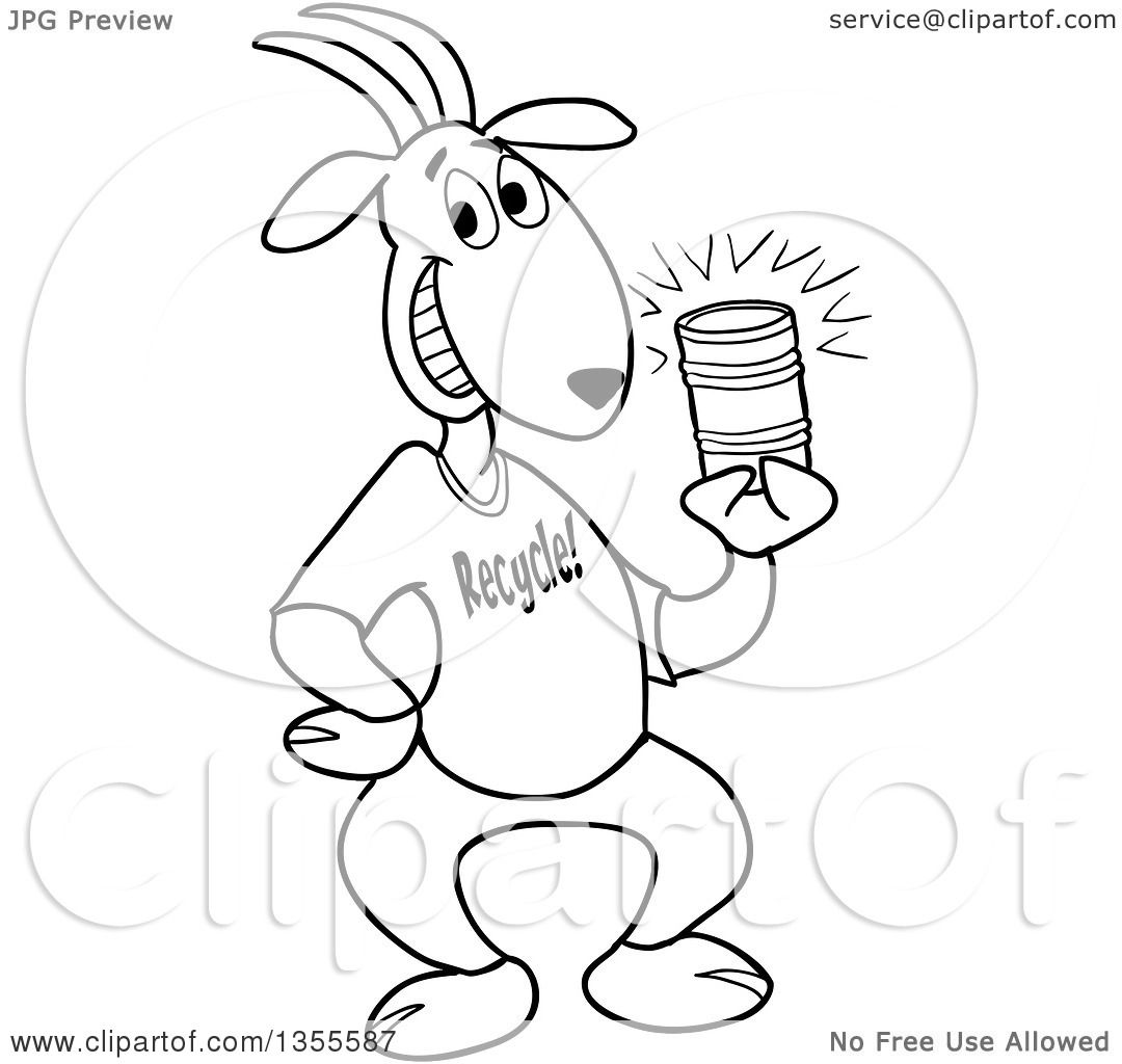 1080x1024 Outline Clipart Of Cartoon Blacknd White Goat Wearing